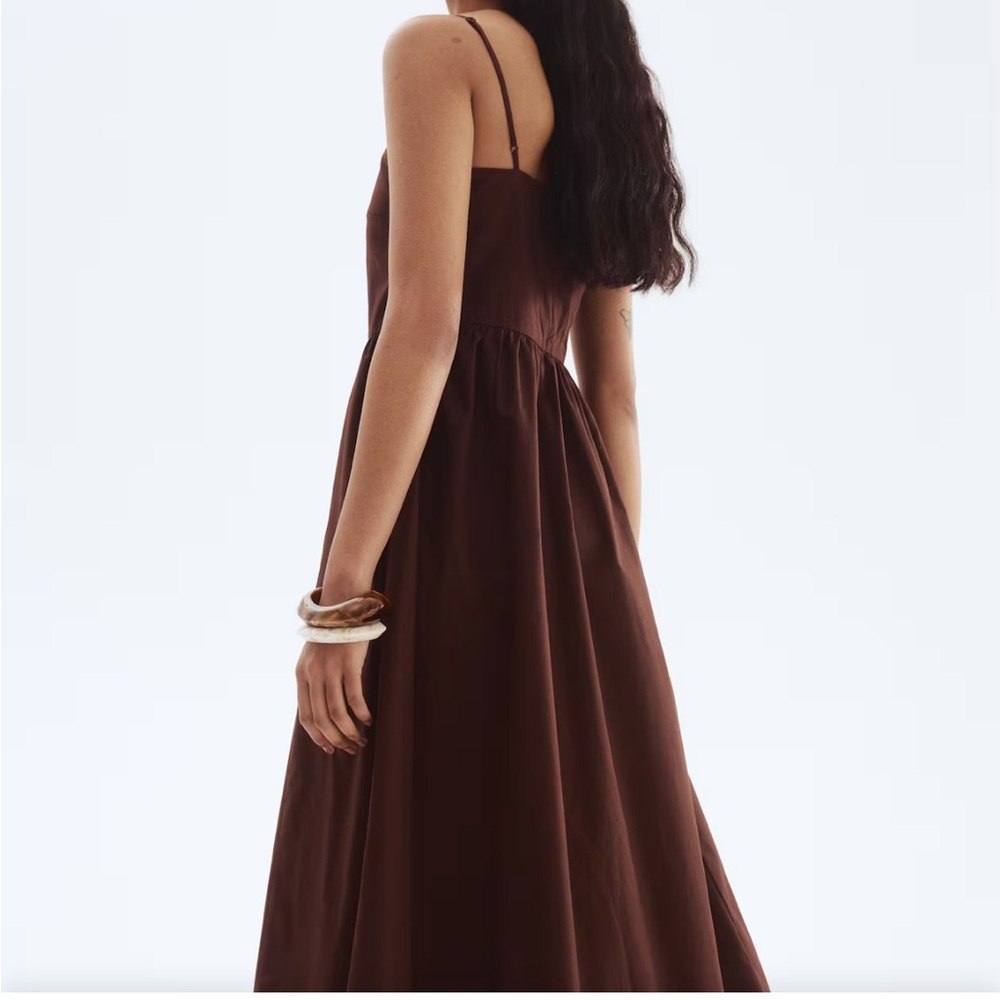Zara COTTON STRAPPY DRESS dark brown small NWOT - Picture 4 of 12